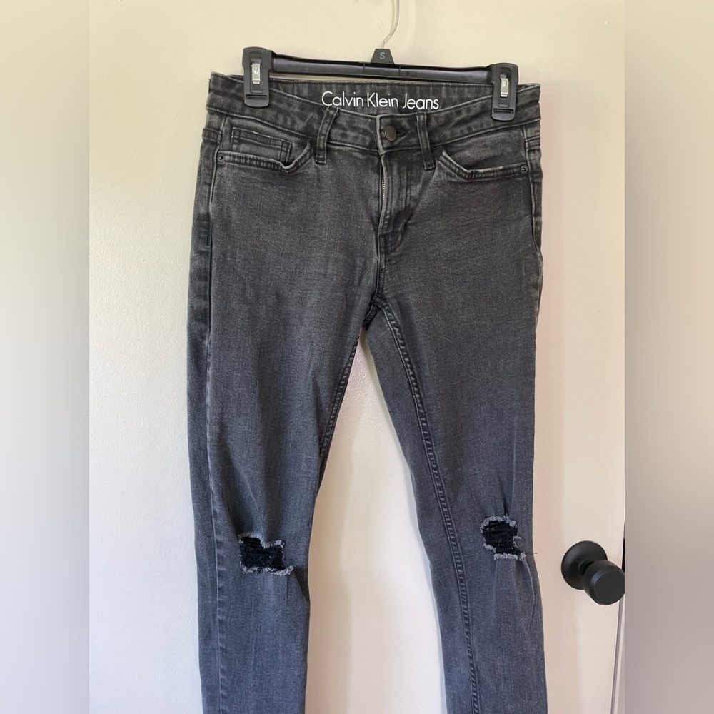 Calvin Klein low-rise skinny jeans.